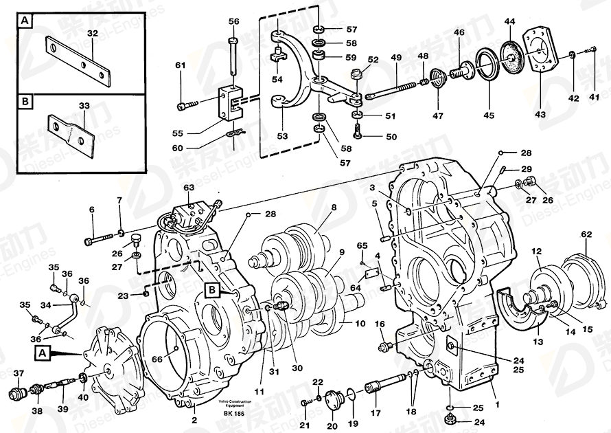 VOLVO Transfer gearbox 22501 Drawing