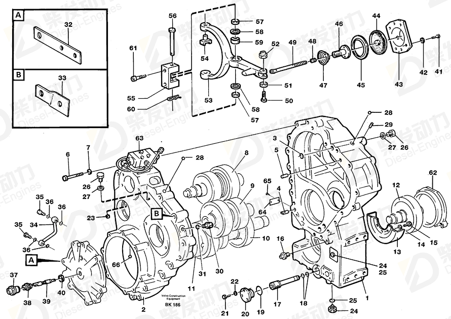 VOLVO Transfer gearbox 22501 Drawing VOLVO Transfer gearbox 22501 Drawing