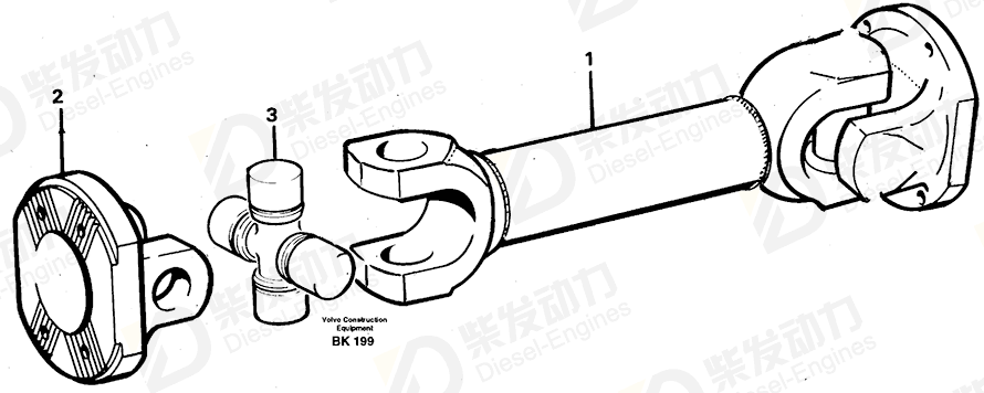 VOLVO Propeller shaft 11055393 Drawing VOLVO Propeller shaft 11055393 Drawing