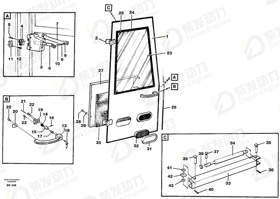 VOLVO Side window 11058871 Drawing VOLVO Side window 11058871 Drawing