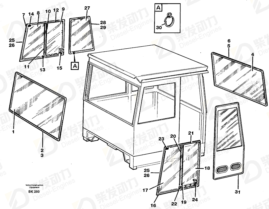 VOLVO Side Window 11058558 Drawing VOLVO Side Window 11058558 Drawing
