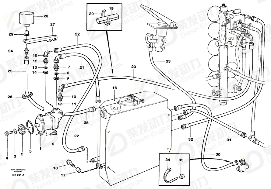 VOLVO Hose assembly 13933722 Drawing VOLVO Hose assembly 13933722 Drawing