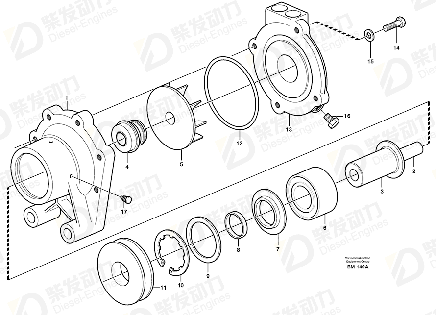 VOLVO Water pump 11030802 Drawing VOLVO Water pump 11030802 Drawing