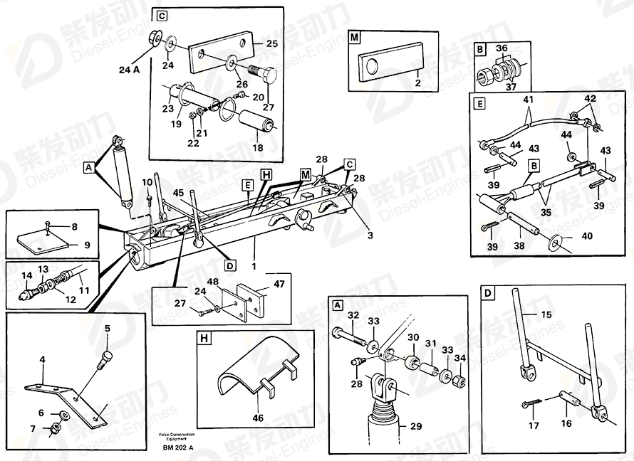 VOLVO Rear frame 11112608 Drawing VOLVO Rear frame 11112608 Drawing