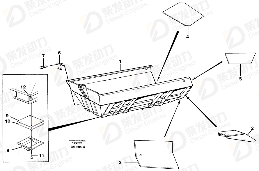 VOLVO Dumper body 11051128 Drawing VOLVO Dumper body 11051128 Drawing