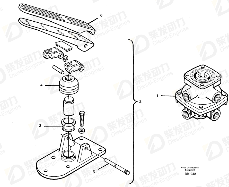 VOLVO Footbrake valve 4737815 Drawing