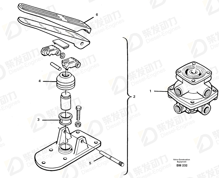 VOLVO Footbrake valve 4737815 Drawing VOLVO Footbrake valve 4737815 Drawing