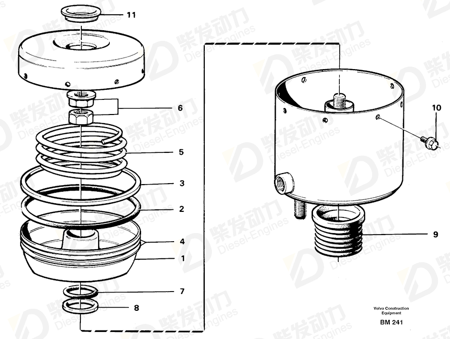 VOLVO Brake cylinder 11049401 Drawing