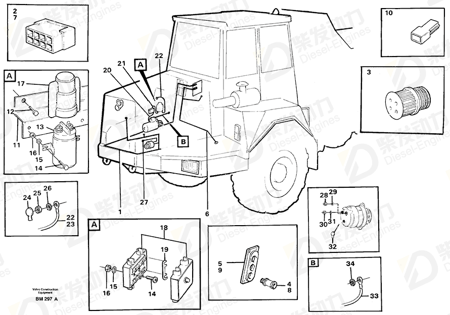 VOLVO Cable harness 11063617 Drawing VOLVO Cable harness 11063617 Drawing