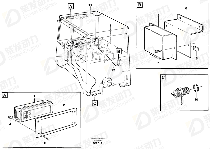 VOLVO Display panel 11042104 Drawing VOLVO Display panel 11042104 Drawing