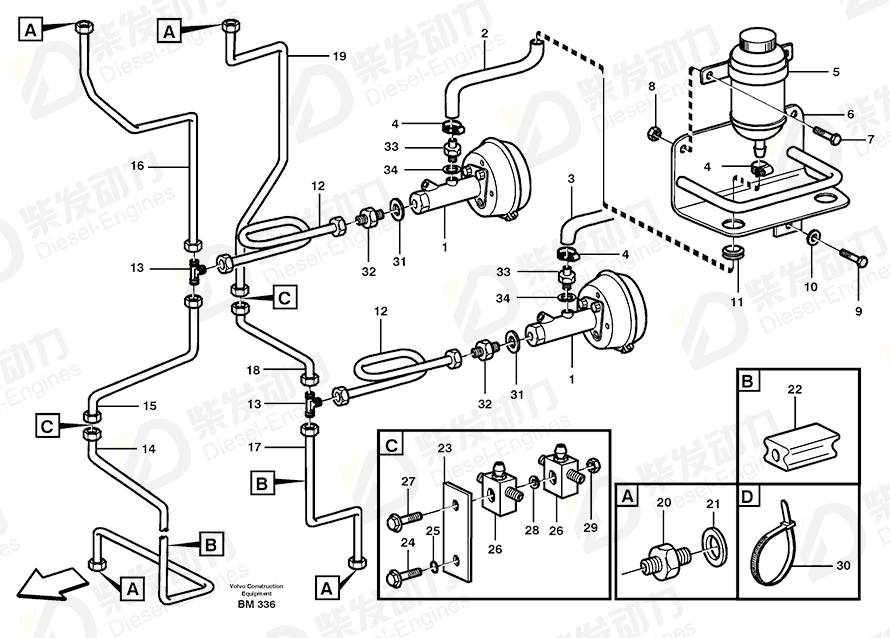 VOLVO Brake pipe 11063437 Drawing VOLVO Brake pipe 11063437 Drawing