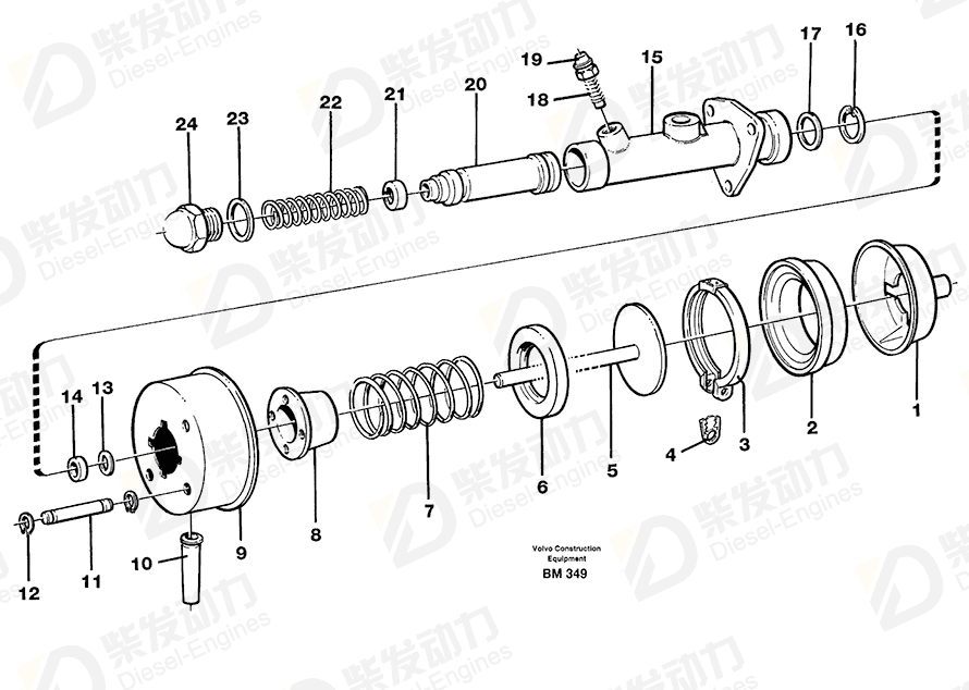 VOLVO Diaphragm cylinder 11063641 Drawing VOLVO Diaphragm cylinder 11063641 Drawing