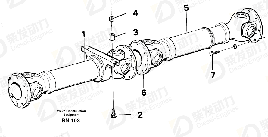 VOLVO Propeller shaft 4941927 Drawing VOLVO Propeller shaft 4941927 Drawing