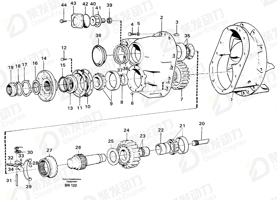 VOLVO Differential carrier 11102707 Drawing VOLVO Differential carrier 11102707 Drawing