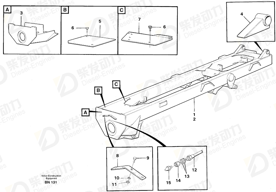 VOLVO Rear frame 11060747 Drawing VOLVO Rear frame 11060747 Drawing
