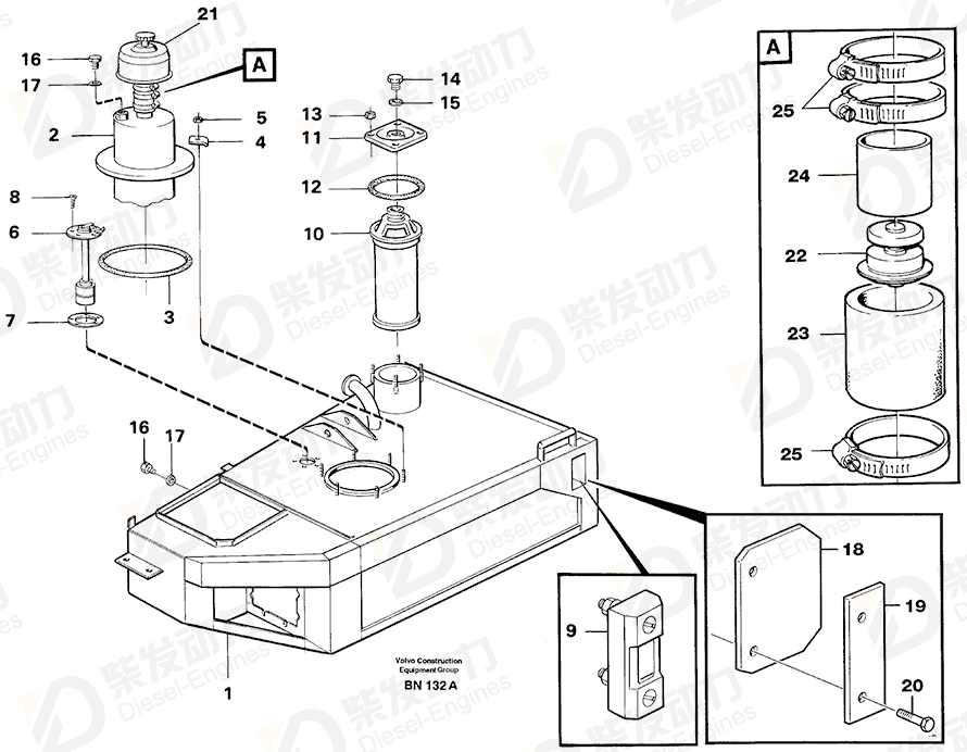 VOLVO Air vent pipe 11055207 Drawing VOLVO Air vent pipe 11055207 Drawing