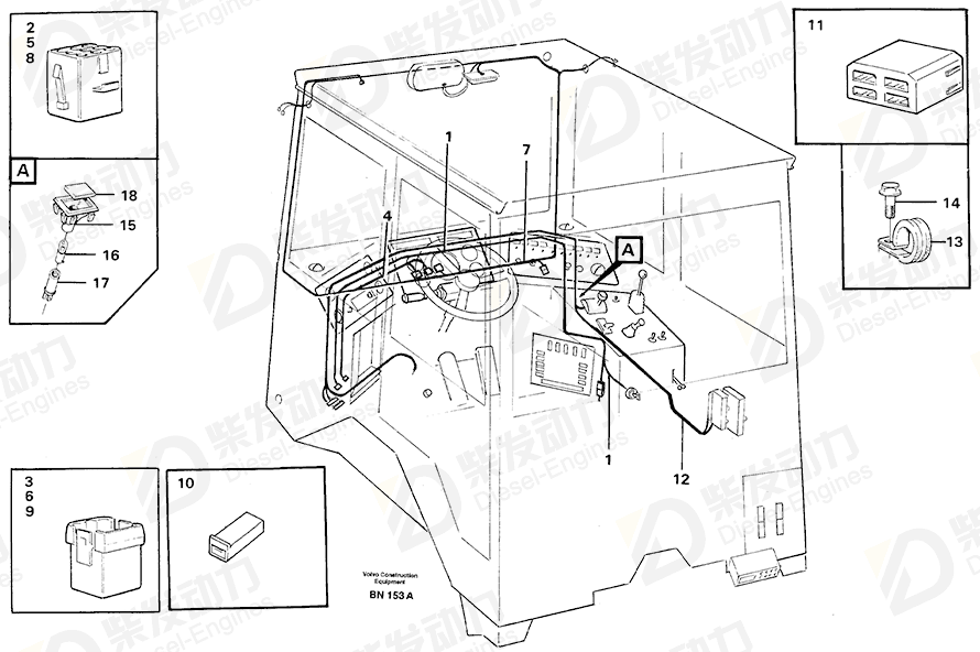 VOLVO Cable harness 11061923 Drawing