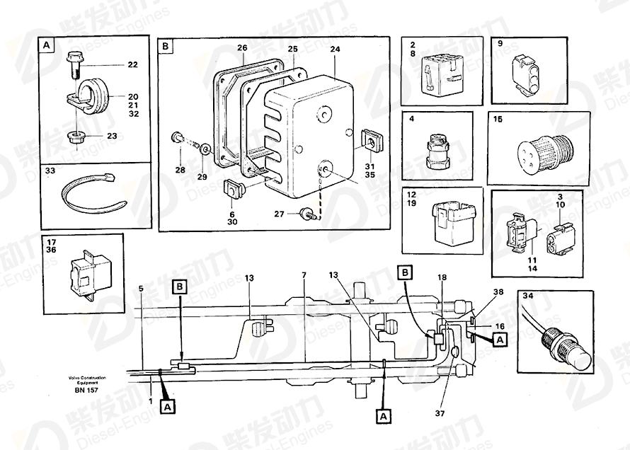 VOLVO Cable harness 11063459 Drawing VOLVO Cable harness 11063459 Drawing