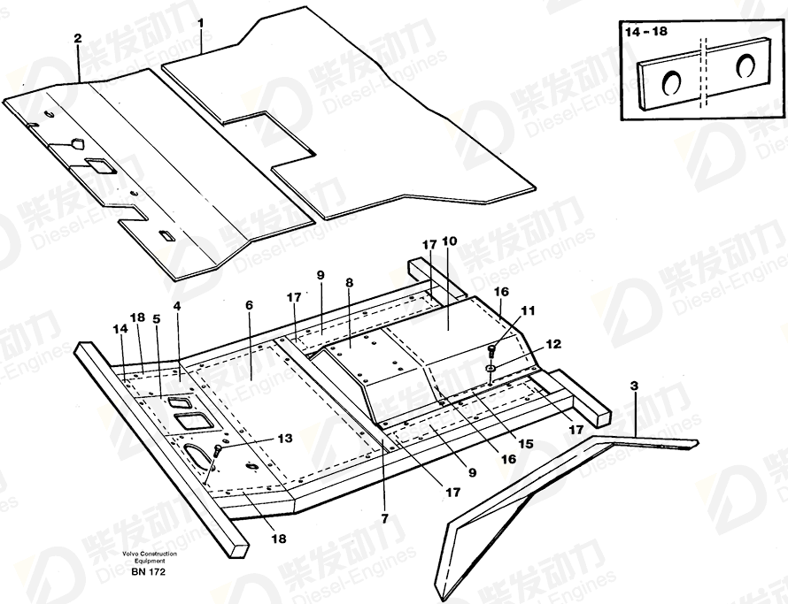 VOLVO Floor panel 11058911 Drawing