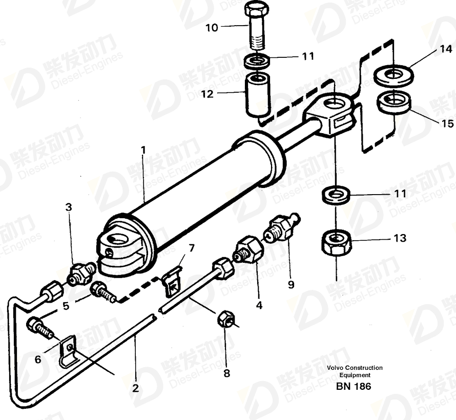 VOLVO Lubricating pipe 11054738 Drawing VOLVO Lubricating pipe 11054738 Drawing