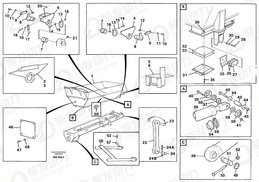 VOLVO Lift framework bushings 4941978 Drawing