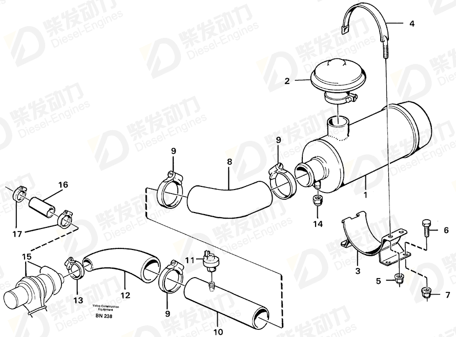 VOLVO Hose clamp 11062801 Drawing VOLVO Hose clamp 11062801 Drawing