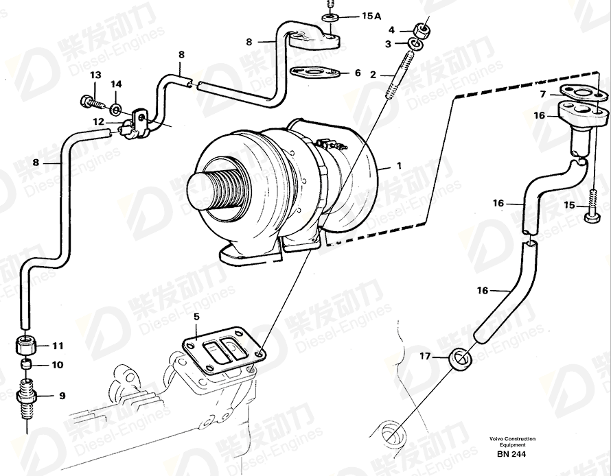 VOLVO Oil feed pipe 11030918 Drawing VOLVO Oil feed pipe 11030918 Drawing