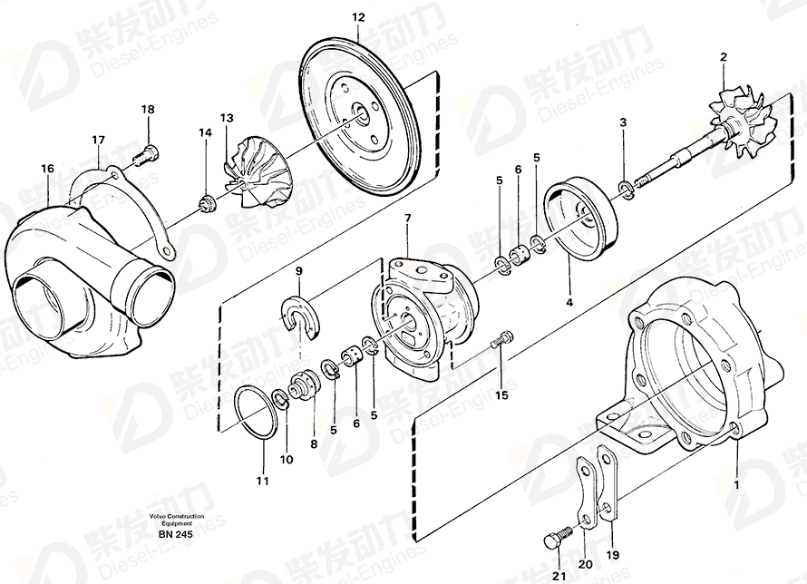 VOLVO Bearing housing 1697153 Drawing