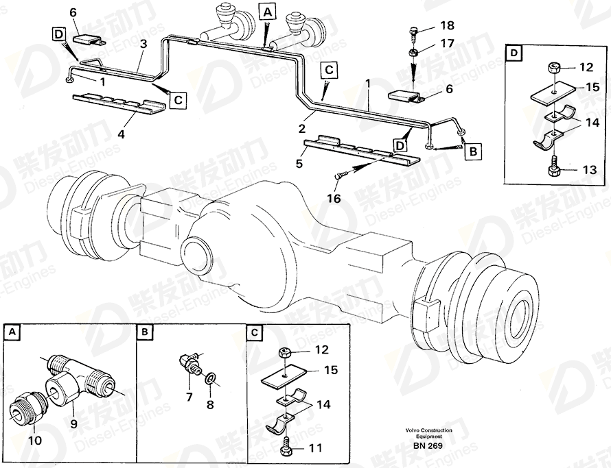 VOLVO Brake pipe 11063634 Drawing VOLVO Brake pipe 11063634 Drawing