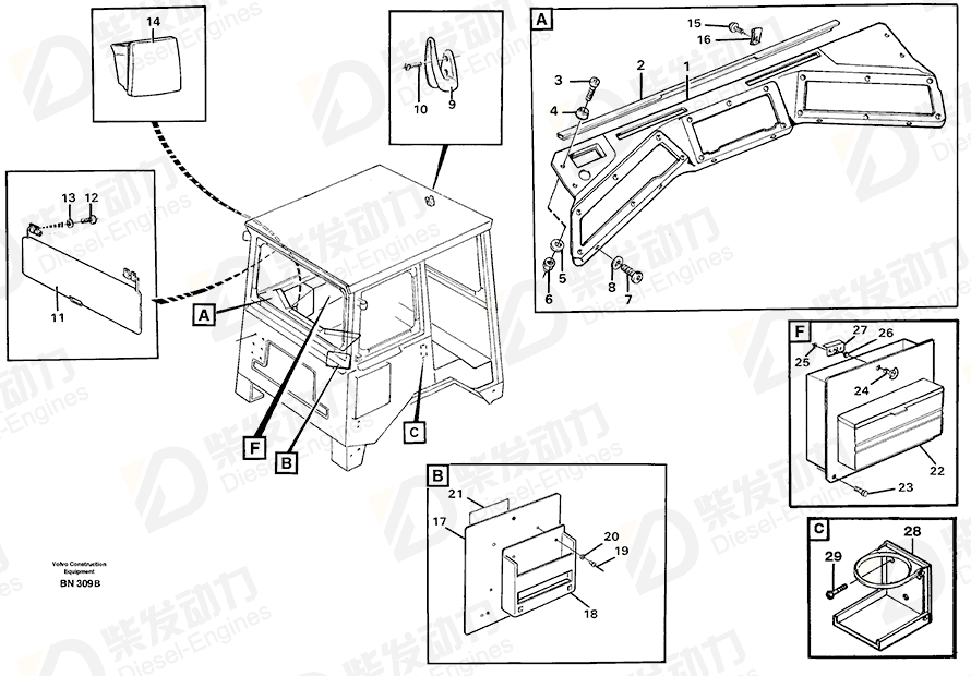 VOLVO Instrument panel 11059759 Drawing