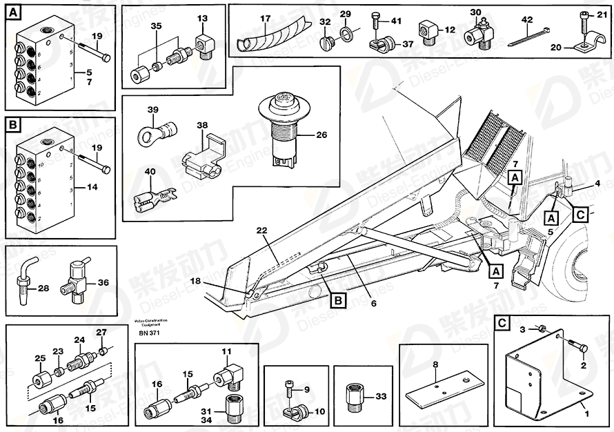 VOLVO Elbow nipple 11052541 Drawing