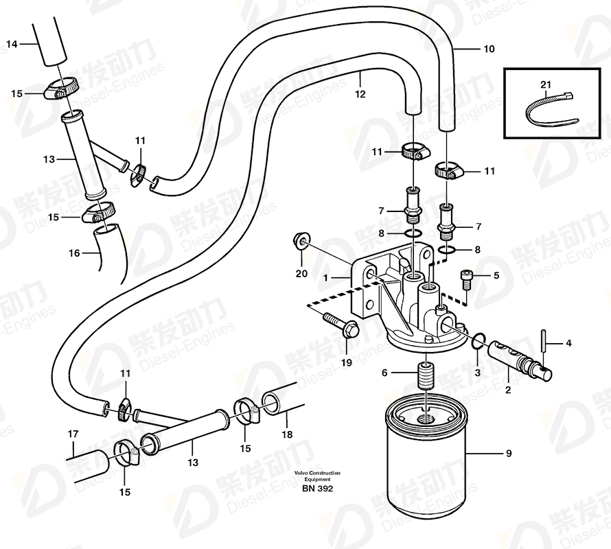 VOLVO Coolant filter 11063349 Drawing