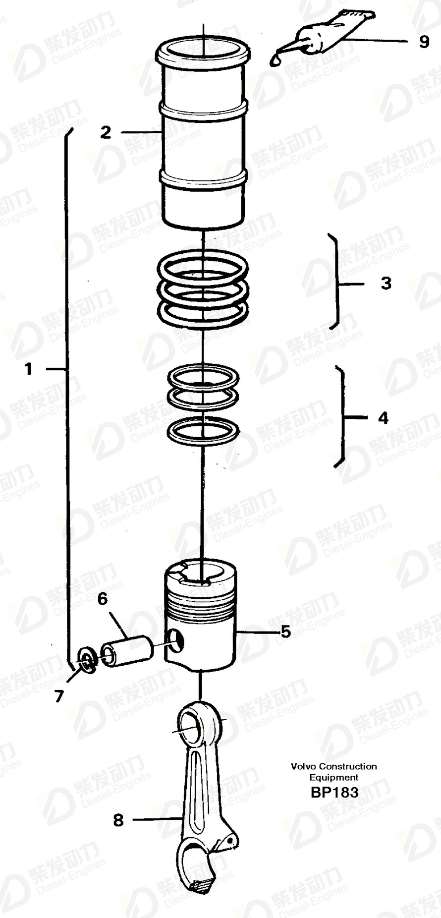 VOLVO Cylinder liner kit 276859 Drawing
