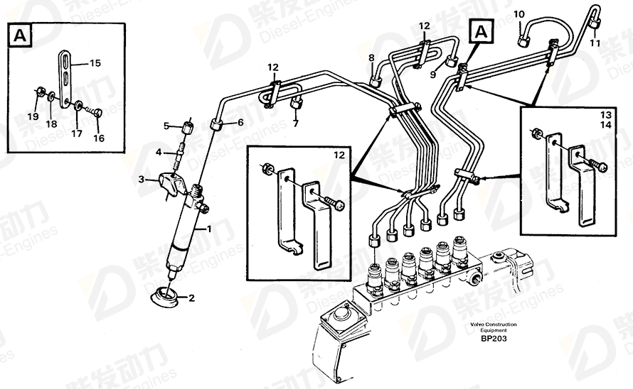 VOLVO Delivery pipe 8194244 Drawing VOLVO Delivery pipe 8194244 Drawing