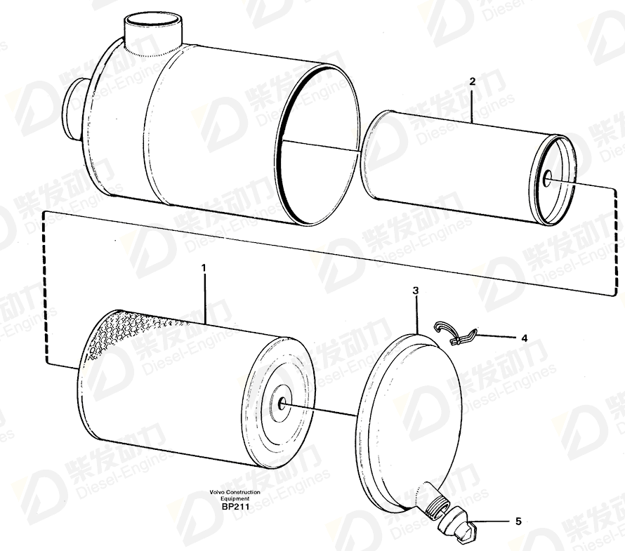 VOLVO Air cleaner 11113357 Drawing VOLVO Air cleaner 11113357 Drawing