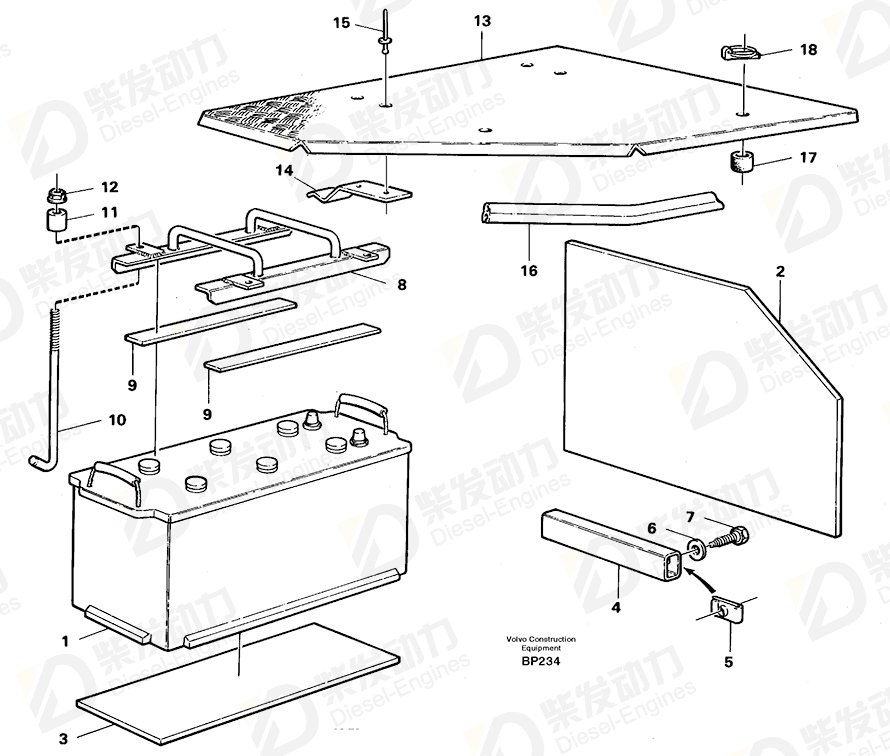 VOLVO Battery cover 4943661 Drawing