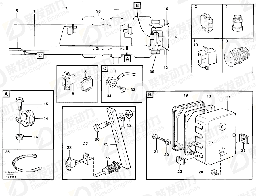 VOLVO Cable harness 11114868 Drawing