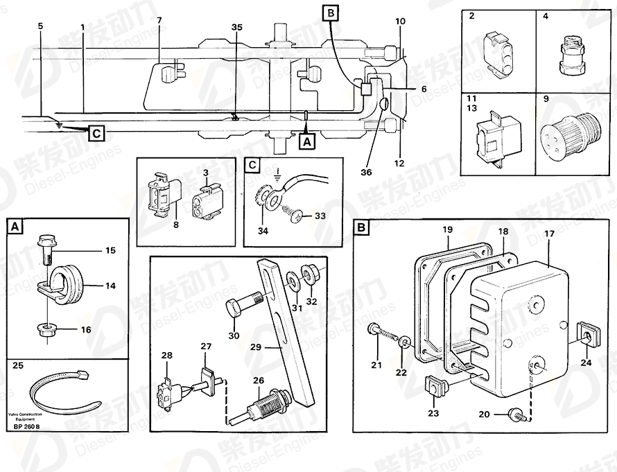 VOLVO Cable harness 11064505 Drawing VOLVO Cable harness 11064505 Drawing