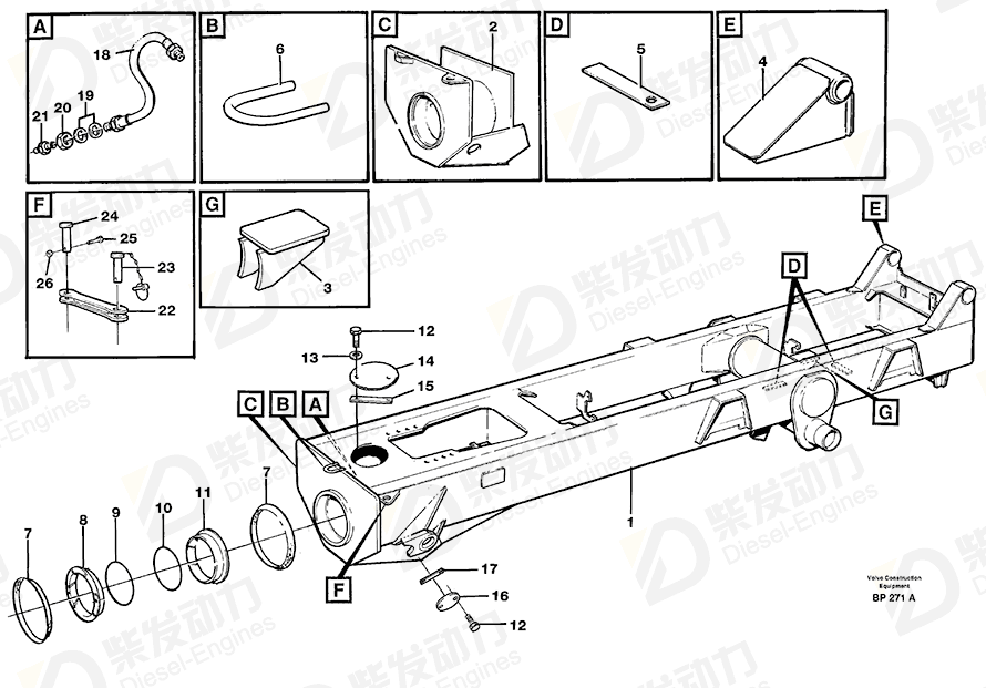 VOLVO Rear frame 11060828 Drawing VOLVO Rear frame 11060828 Drawing
