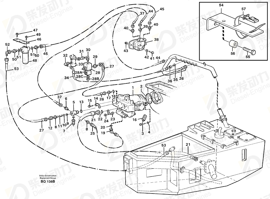 VOLVO Hose assembly 13933097 Drawing VOLVO Hose assembly 13933097 Drawing
