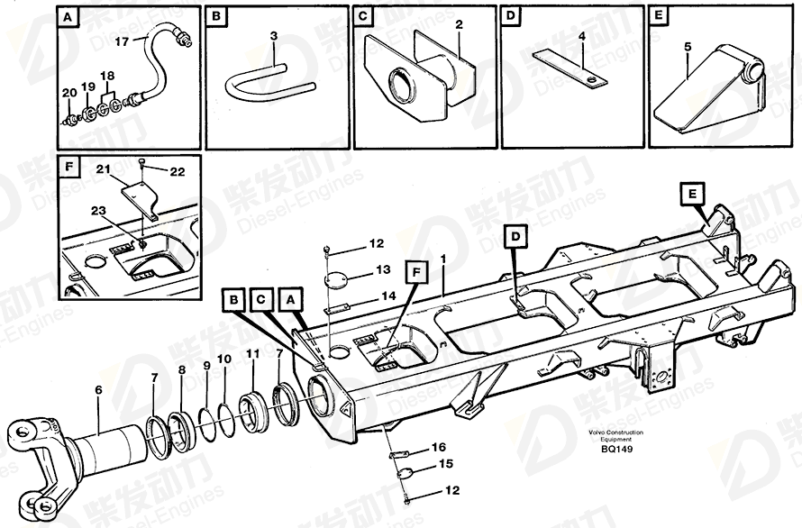 VOLVO Rear frame 11115181 Drawing VOLVO Rear frame 11115181 Drawing