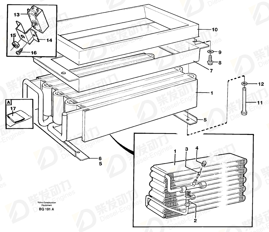 VOLVO Evaporator 11104083 Drawing