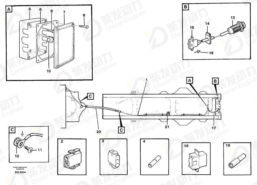 VOLVO Cable harness 11113497 Drawing
