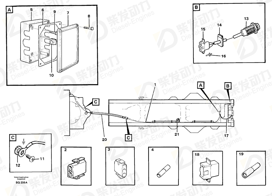 VOLVO Cable harness 11113497 Drawing VOLVO Cable harness 11113497 Drawing