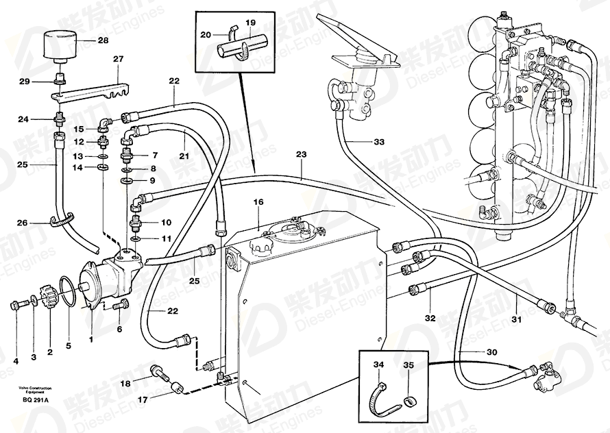 VOLVO Hose assembly 932611 Drawing VOLVO Hose assembly 932611 Drawing