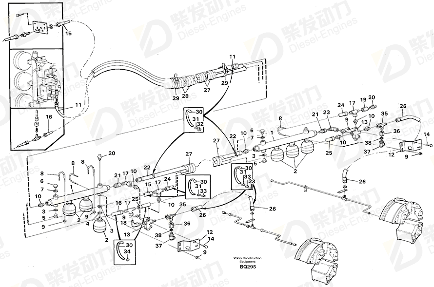 VOLVO Hose assembly 13933282 Drawing VOLVO Hose assembly 13933282 Drawing