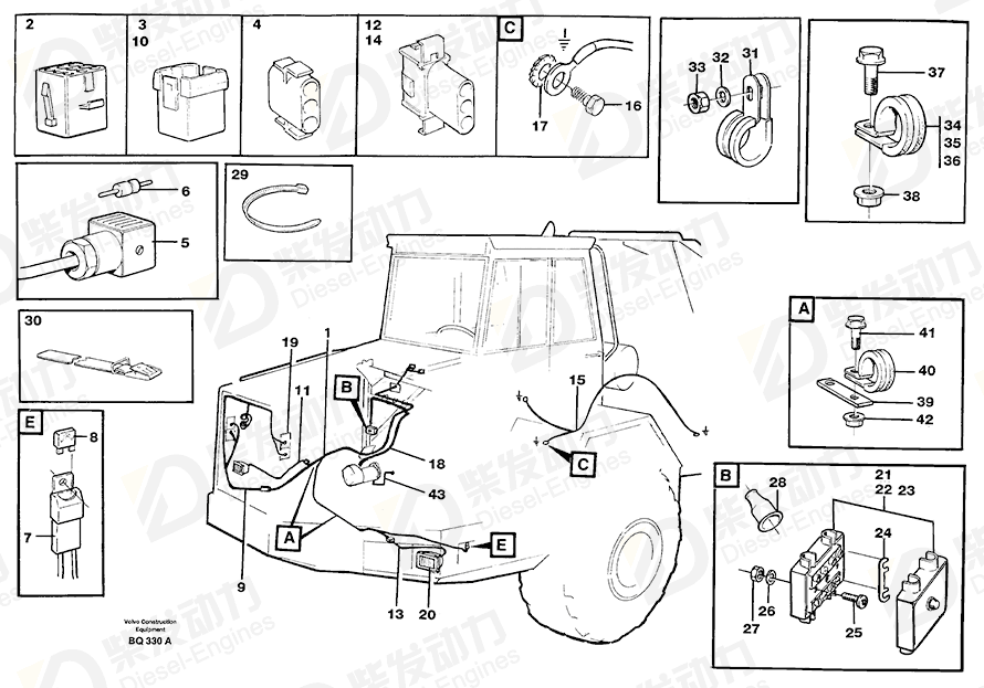 VOLVO Cable harness 11063363 Drawing VOLVO Cable harness 11063363 Drawing