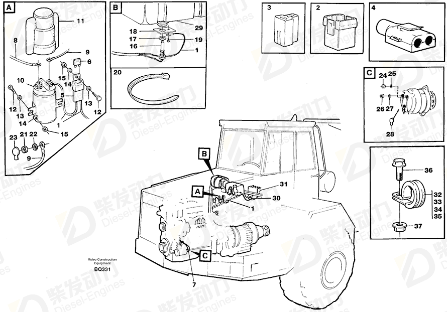 VOLVO Cable harness 11063238 Drawing