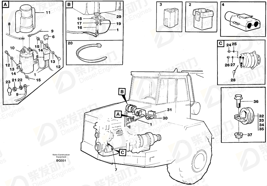VOLVO Cable harness 11063238 Drawing VOLVO Cable harness 11063238 Drawing