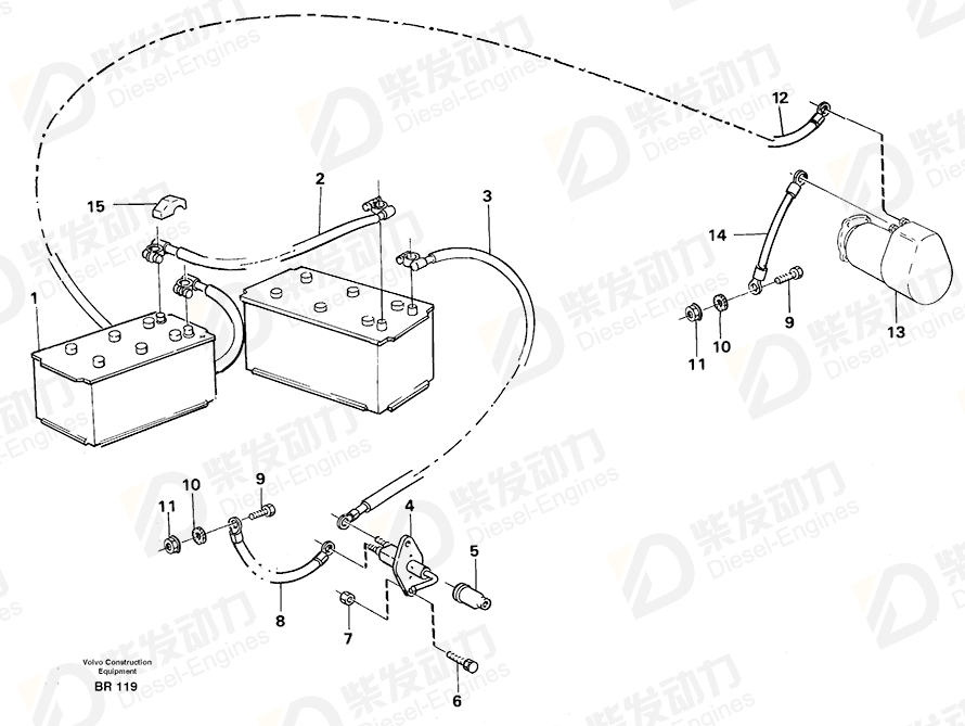 VOLVO Battery cable 11062206 Drawing VOLVO Battery cable 11062206 Drawing